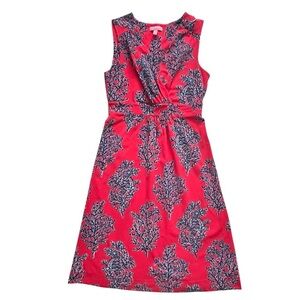 Lilly Pulitzer Joa Coral Siesta Print V Neck Pullover Dress Size S